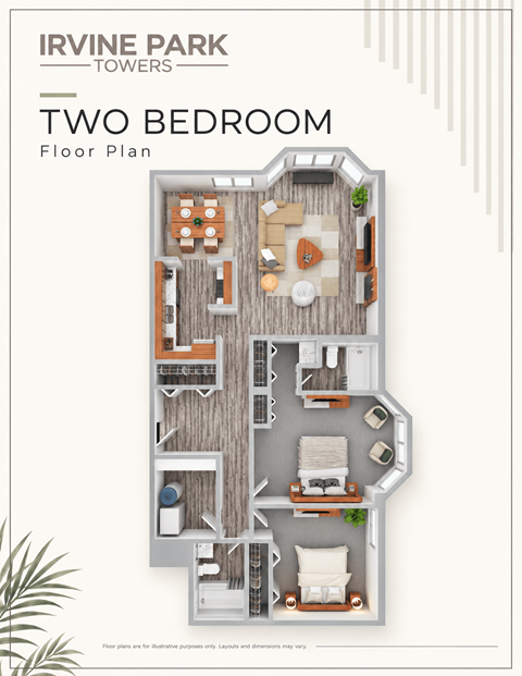 Floor plan for 2 beds, 2 baths, 1006 sqft